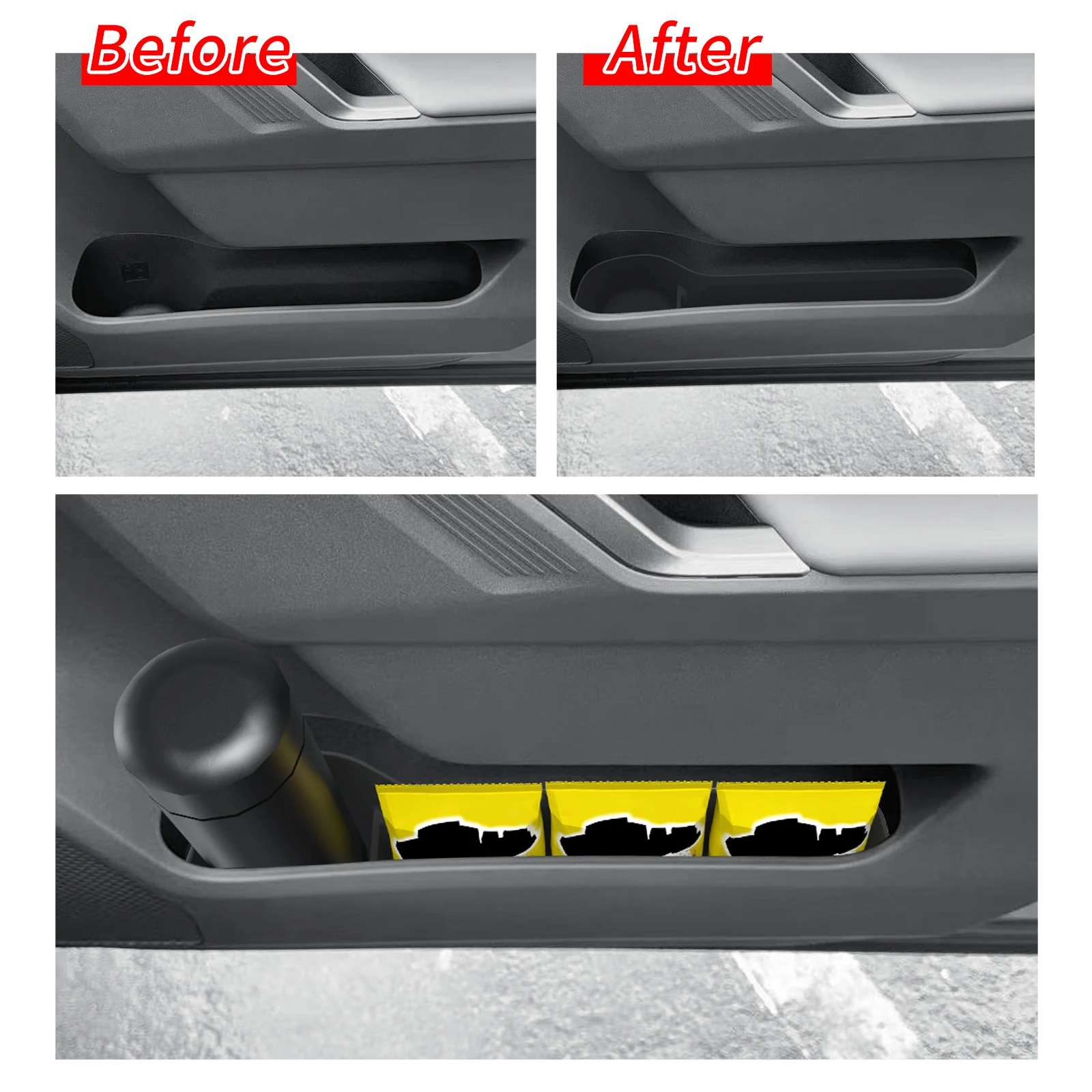 LUCKEASY für Toyota RAV4 2026 Vorderer und Hinterer Türgriff Schrankfach Aufbewahrungsbox Tür-Seitenorganizer TPE Auto-Innenzubehör – Detail 3