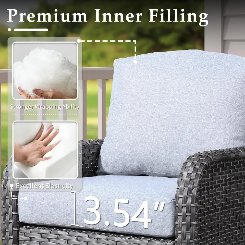 4-Piece Wicker Patio Furniture Set, All-Weather Rattan Conversation Bistro Loveseat Chair and Table Set for Balcony and Deck