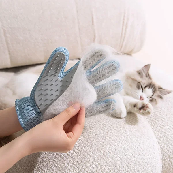 二合一宠物美容手套——双面去毛按摩刷，适用于猫狗，可清除毛发和家具上的脱落毛发，超柔软易清洁手套（单只）-11