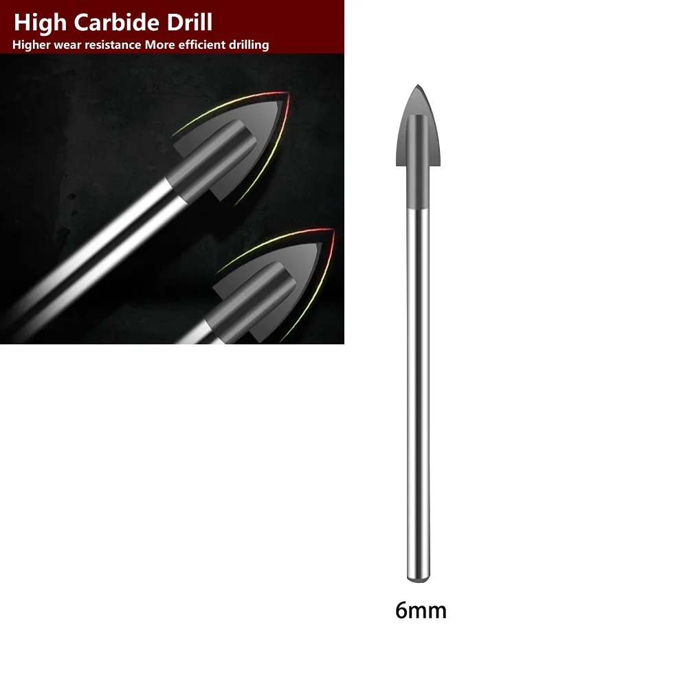 Broca De Vidro Para Carpintaria, Peças De Broca De Carboneto De Tungstênio, Bit De Substituição De Poder, Cortador De Cerâmica, 3-12mm