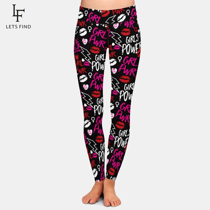 LETSFIND High Quaility Sexy Letters and Lips Digital Printing Women Fitness Legging Fashion High Waist Workout Legging