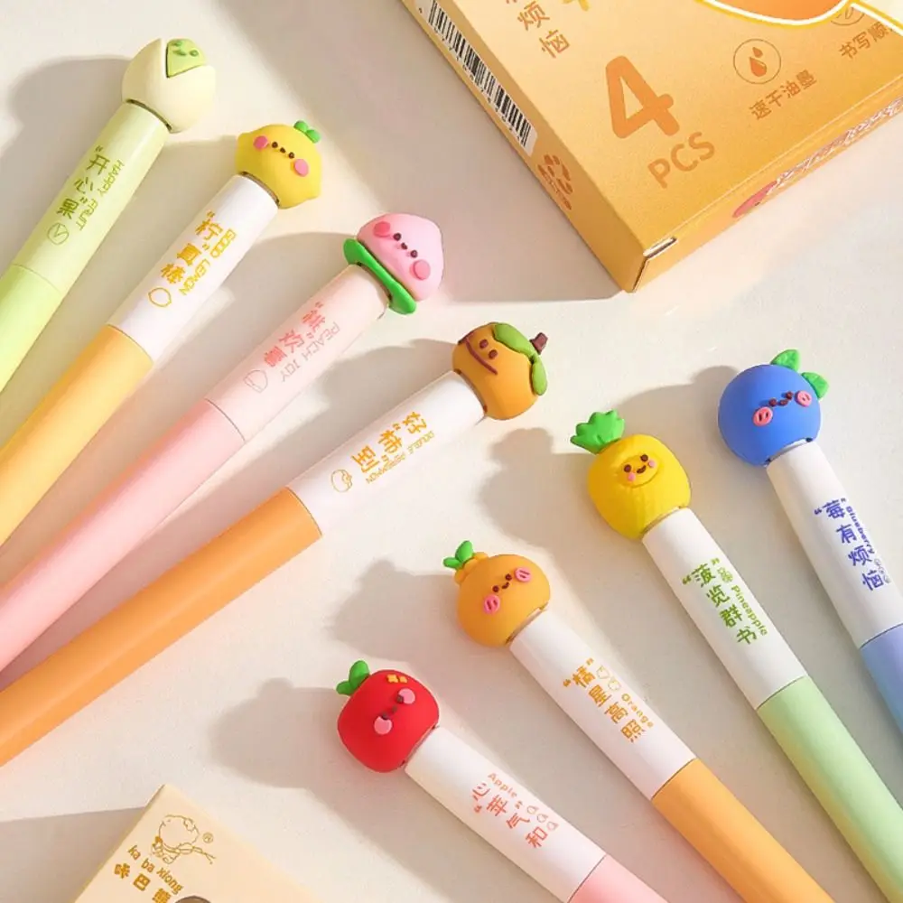 4 قطعة جديد 0.5 مللي متر الحبر الأسود هلام القلم الدورية الفواكه ديكور التجفيف السريع قلم محايد اللون CS تلميح مكتب قلم توقيع هدية #4