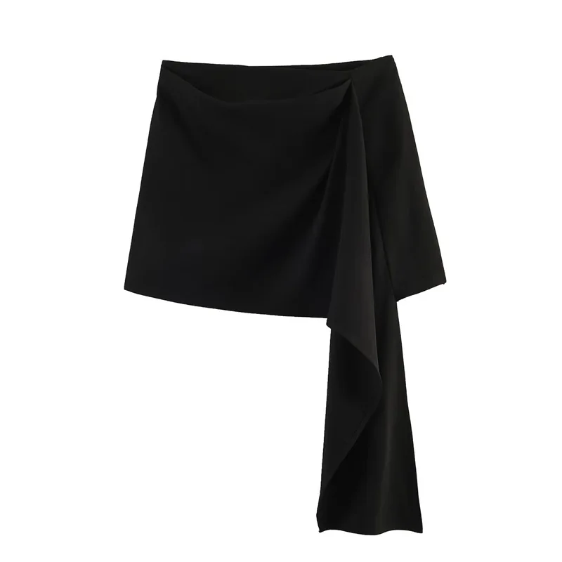 

Withered Fashionable And Versatile Solid Color Asymmetrical Short Skirt Woman Clothing Faldas Skirts