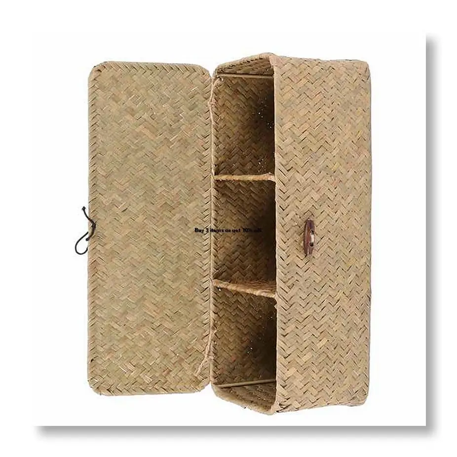 Toilet Paper Basket- 3 Plaid Rattan Toilet Bathroom Storage Organizer Basket- Jewelry Cosmetic Storage Basket