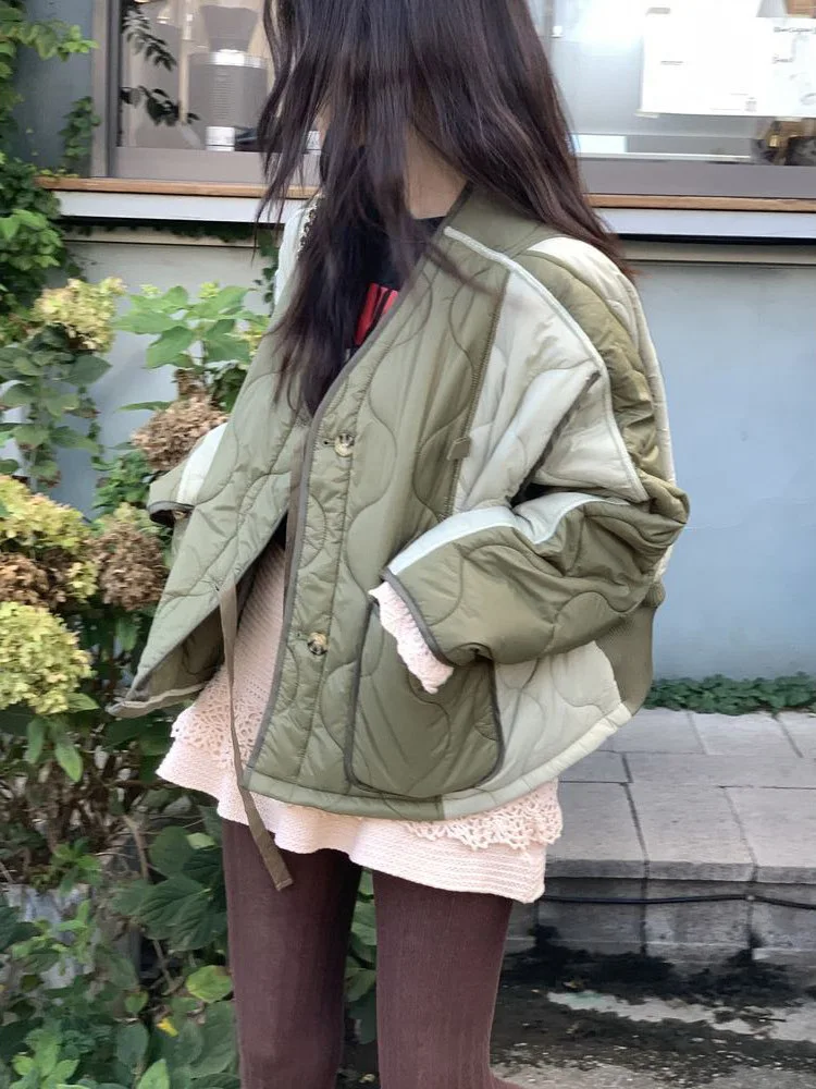 

Хлопковое джето Double ket V-Ne, женское теплое пальто в стиле ретро с ромбовидным узором Dongda Gate, зимнее модное корейское пальто