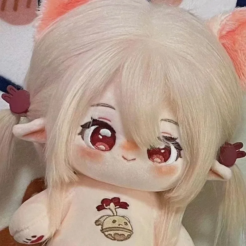 Anime 20CM Genshin Impact Klee orejas cola muñeca de peluche suave cuerpo con esqueleto vestir peluche juguetes ídolo figuras re