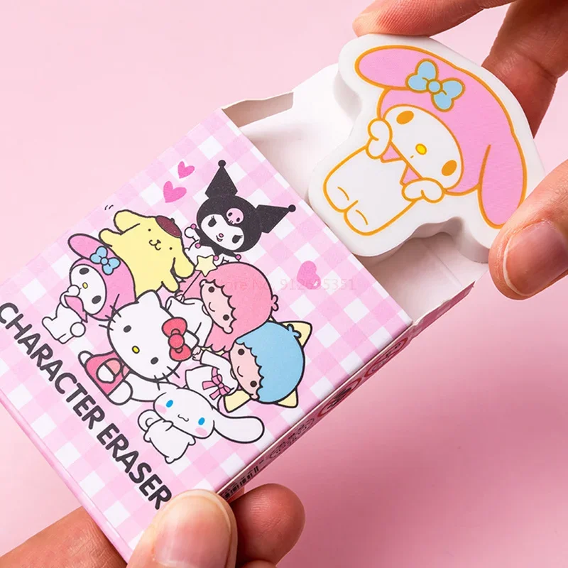 Imagem -05 - Sanrio Hello Kitty Borracha para Crianças Kawaii Borracha Material Escolar Presente de Escritório Papelaria Prêmios Ortable Borracha my Melody Kuromi 24 Pcs