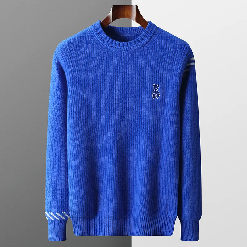 MVLYFLRT Cashmere Sweater Men\'s O-Neck Pullover Hot Sale in Autumn and Winter 100% Merino Wool Top Thickened Large Knitted Shirt