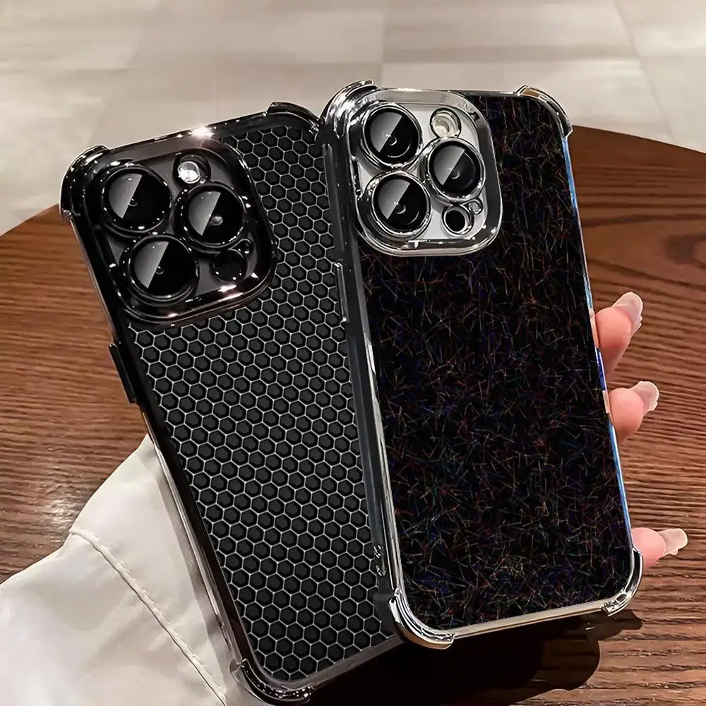 Luxury Gloss Real Carbon Fiber Armor Phone Case Electroplating corners Cover Phone Case for iphone 16 15 Pro 14 13 Mini 11 12 Xs