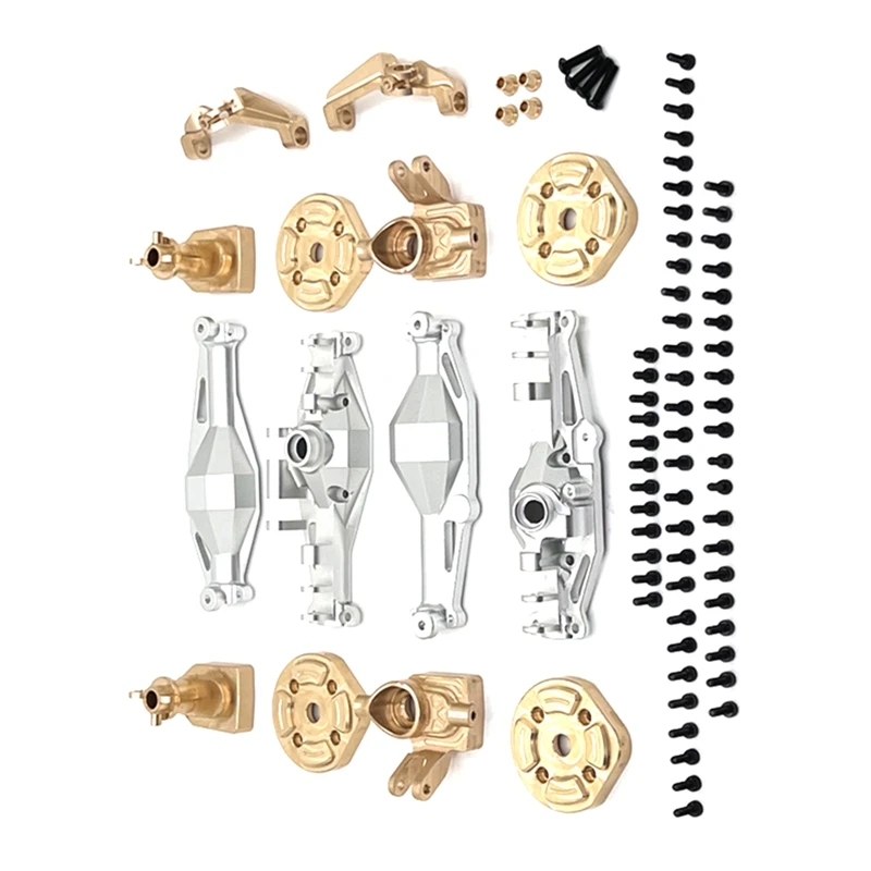 RC รถอัพเกรดด้านหน้าและด้านหลังเพลาทองเหลืองถ้วย C สะพานชุดสําหรับ MJX 1/12 H12Y H12Y + RC รถอุปกรณ์เสริม SILVER