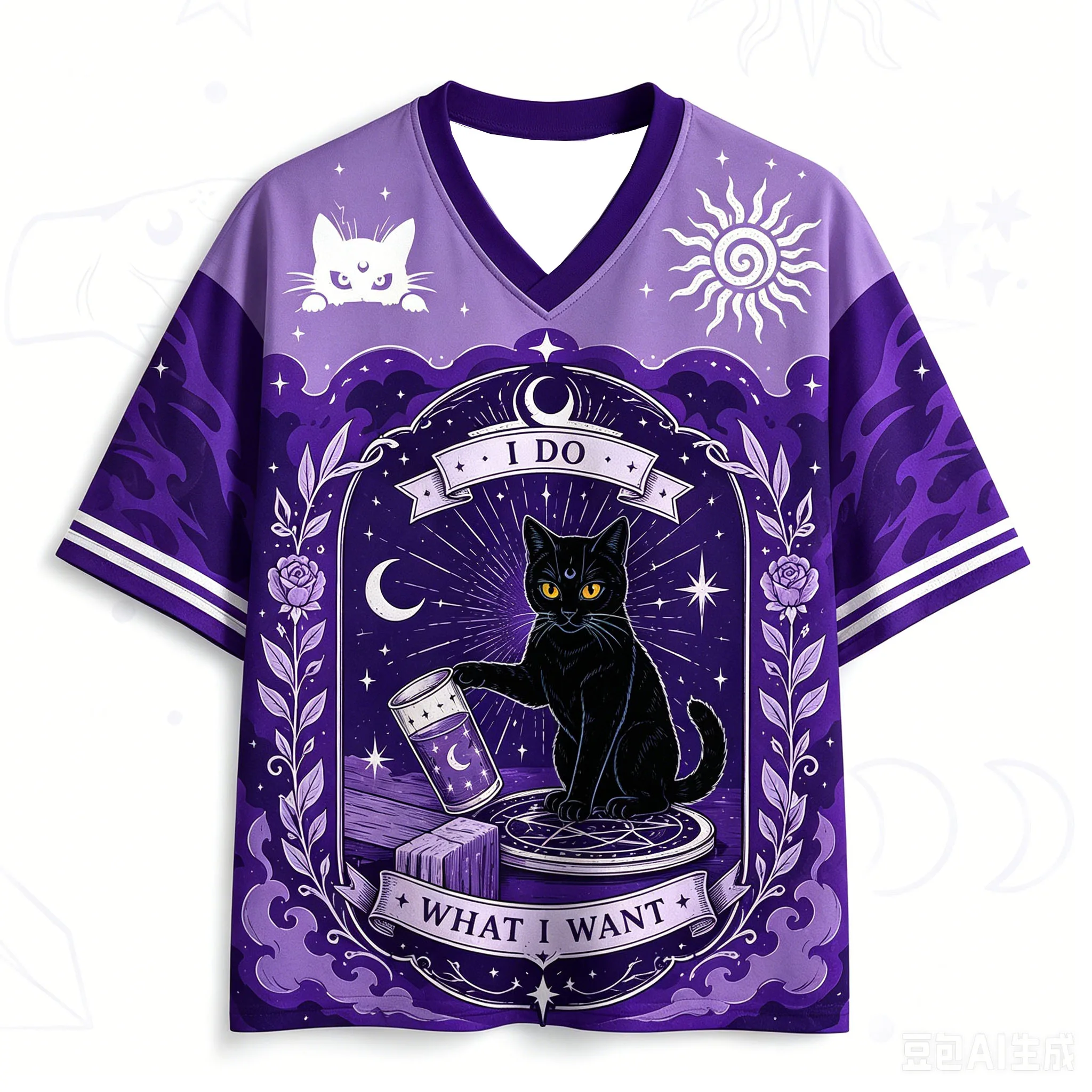 Trendiger Bestseller 2026 Mode Cyberpunk Kitten Fitness-Trikot Hawaiianisches Casual Hip-Hop V-Ausschnitt T-Shirt Wander- Alltags- Street-Sport-Oberteil – Detail 13