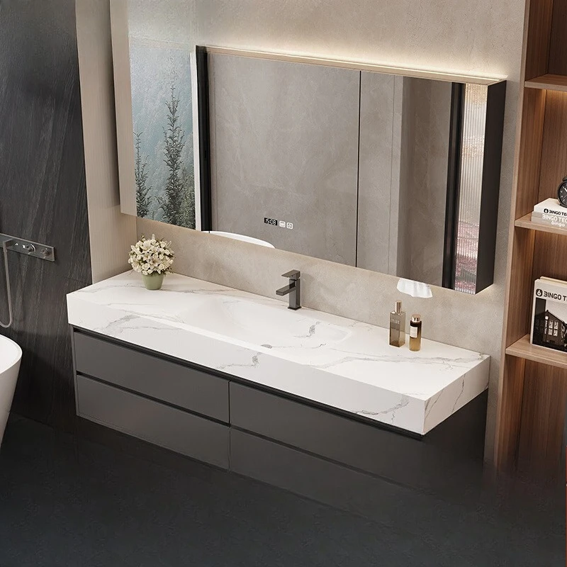 Bathroom Storage Furniture Column Mirror Cabinet Shelf Drawer Unit Luxury Wooden Meuble Salle De BainWashbasin Organizer Clinic