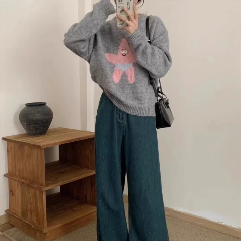2025 Fresh Sweet  Winter Clothe Woman Pull Femmes All-match Loose Simple Style Sweater Comfortable Cute Casual Commuting Cartoon