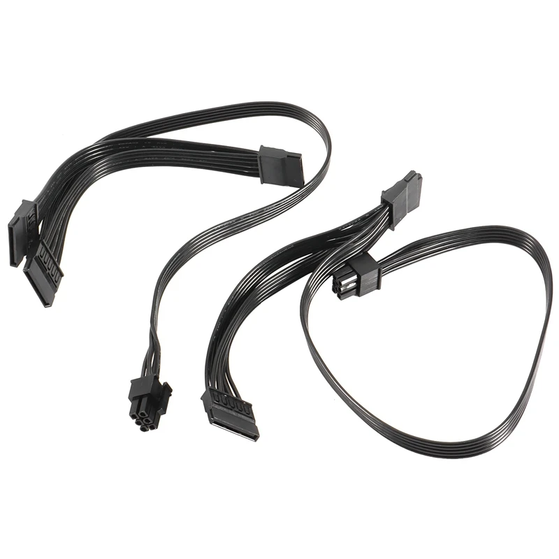 APPLIA-2Pcs 6 Pin To 3X SATA Driver Power Cable For EVGA Supernova 650 750 850 1000 1600 2000 G2 G3 P2 T2 GS