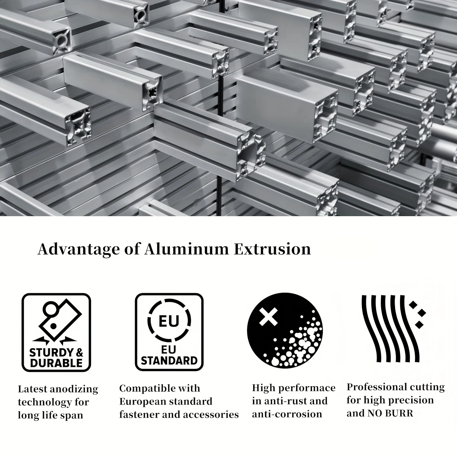 4 Stück silbrig 2020 T-Nut Aluminium-Extrusion nach europäischem Standard eloxierte extrudierte Aluminiumprofile 3D-Drucker-Zubehör DIY – Detail 2