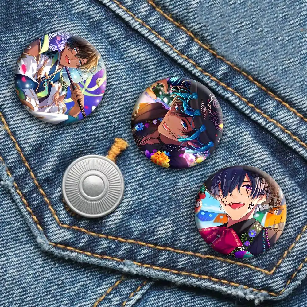 Cartoon Anime Game O-Obey M-Me Simeon Badges Round Cosplay Pin Bag Decor Fans Collect Friends Gifts Brooch