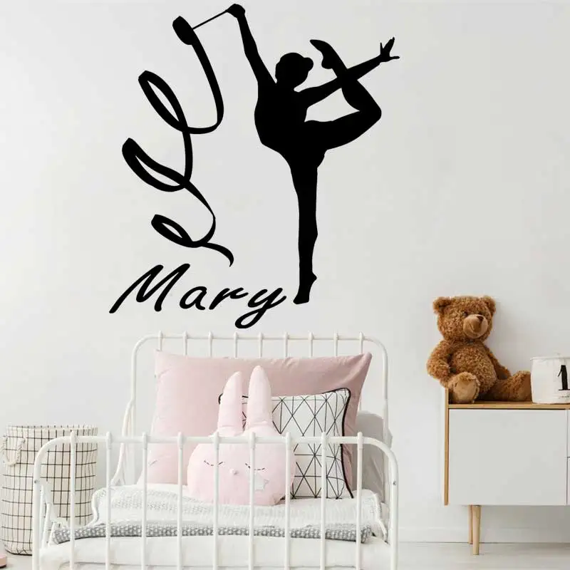 Customizable Name Rhythmic Gymnastics Sports Vinyl Wall Sticker Dormitory Girls Children's Room Bedroom Art Deco Mural YD10