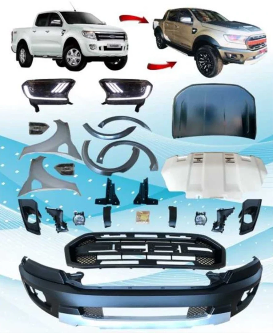 Body Kit Front Bumper Grill Full Set Car Accessories Facelift PP Material   For Ford Ranger F6 Upgrade T8 Raptor