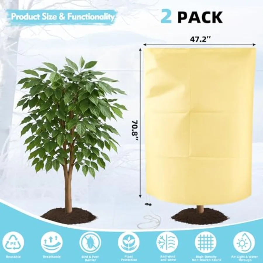 Plant Covers Freeze Protection 2 Pack 47.270.8 with Zipper and Drawstring Frost Cloths for Outdoor Garden Plants Tree Potted Wi