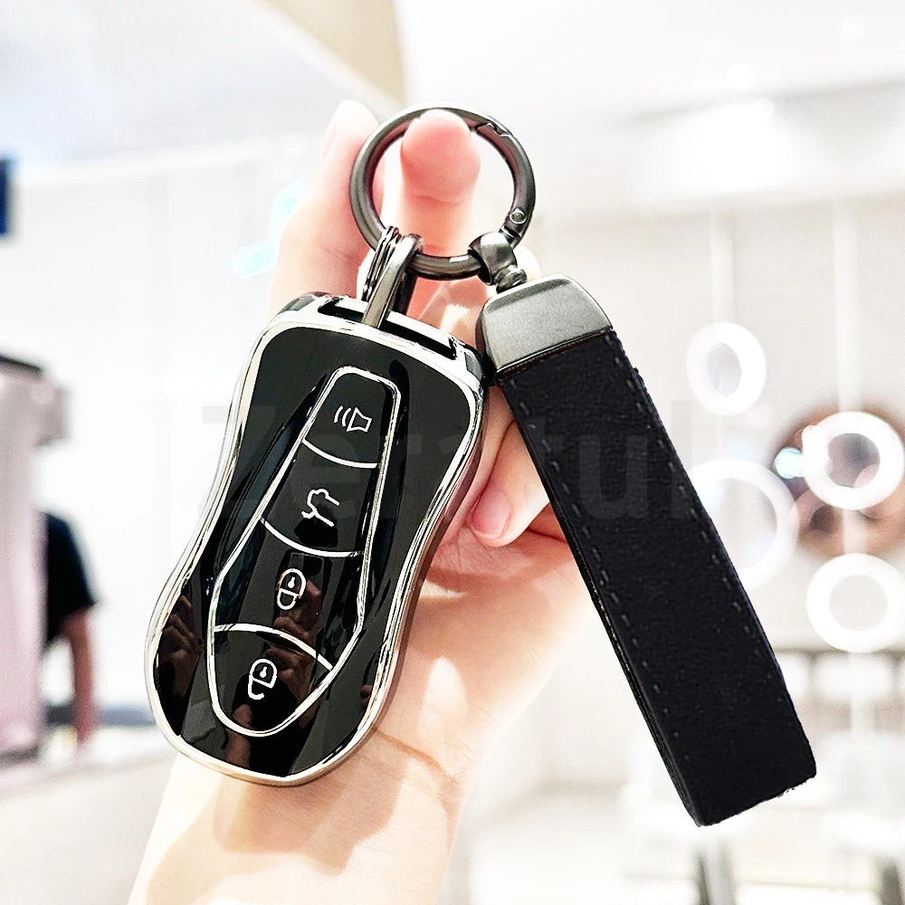 4 زر بولي TPU سيارة قذيفة فوب حافظة مفاتيح حامي بدون مفتاح لجيلي جديد Emgrand GS X6 SUV EC7 Boyue PRO Azkarra FY11 Atlas Pro