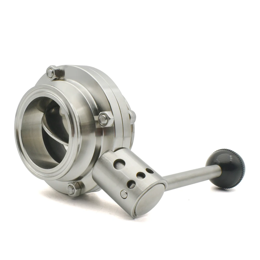3/4 "1" 1-1/2 "2" 3 "4" SS304/316L Sanitär-Absperrklappe aus Edelstahl, OD50,5/64/119 mm, Drei-Clip-Absperrklappe – Detail 5