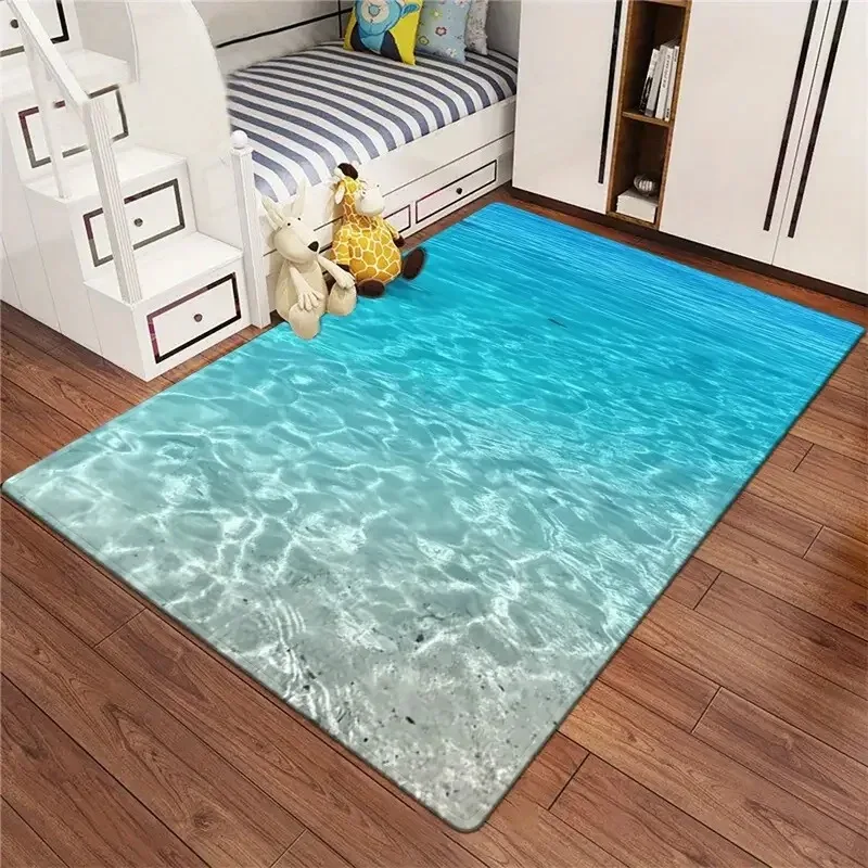 New Starfish Carpet Beach Shell Sea Star Sand Rug for Living Room Bedroom Home Sofa Decoration,Kids Play Non-slip Floor Mat