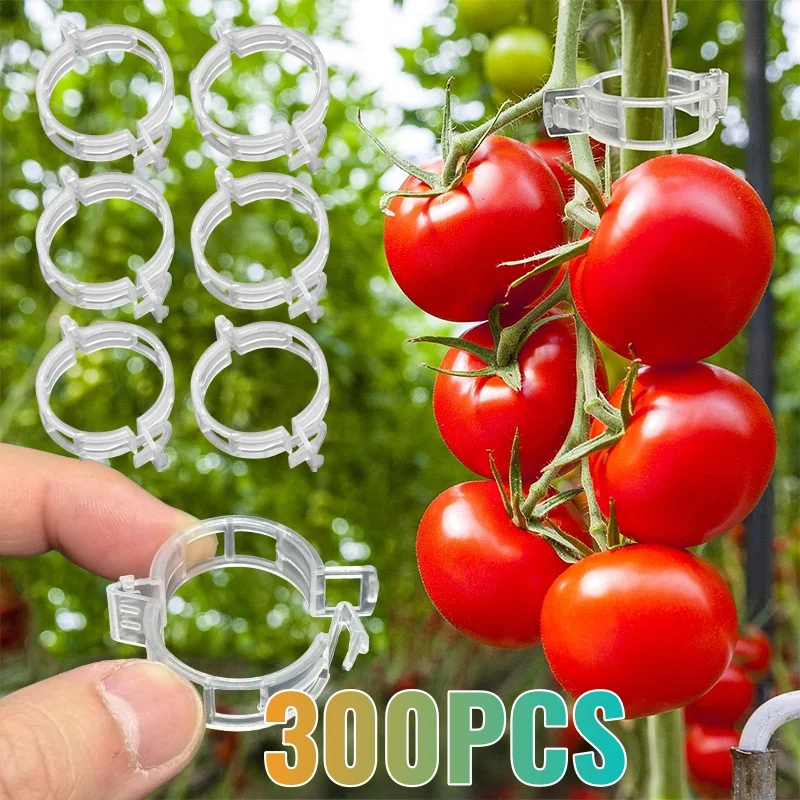 300Pcs Plastic Plant Support Clips Reusable Plastic Ties Trellis Stake Clips Greenhouse Holder For Garden Tools Accessories