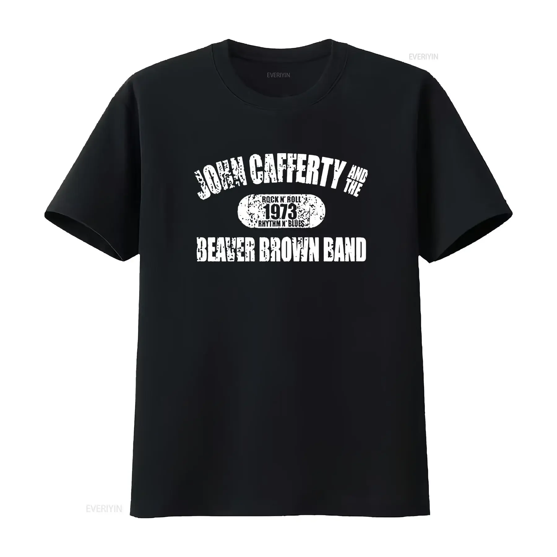 Distressed Vintage 1973 Rock N Roll Rhythm Blues Classic Band Print Casual T Shirt vintage Washed Soft homme