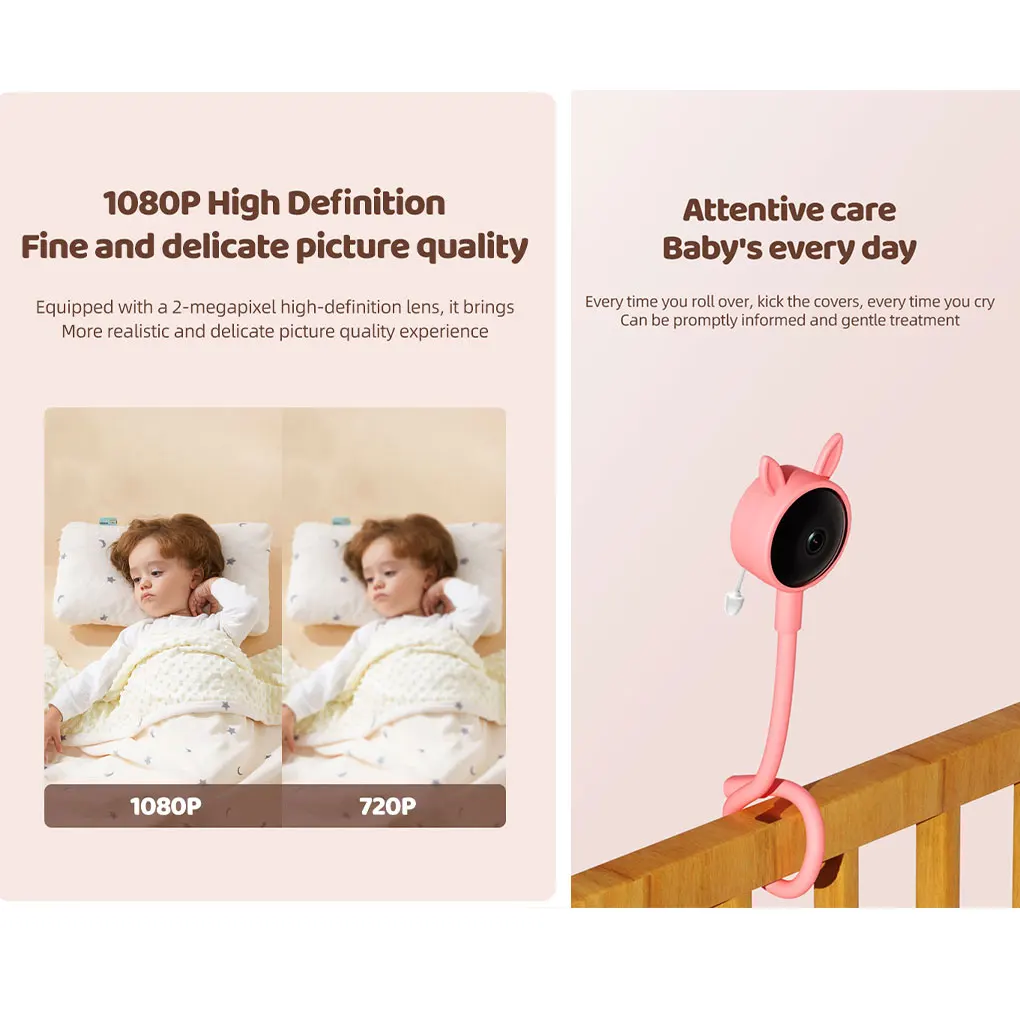 1080P Tuya Cry Detection Wireless Baby Monitor Temperature Display Feeding Remind Babysitter Nanny Cam Intercom Baby Camera  ﻿