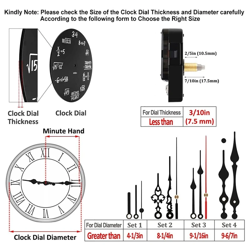 2Pcs High Torque Silent Clock Movement Mechanism With 4 Different Quartz Motor Kit Repair Parts Replacement