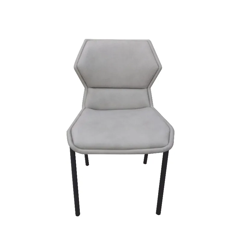 Contemporary Modern Commercial Cafe Use Furniture Light Grey Upholstered Armless Restaurant Dining Chair with Black Metal Legs