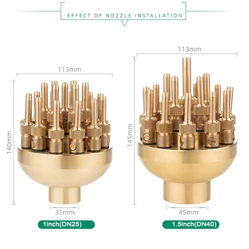 Ugelli per fontana secca a getto di schiuma di tarassaco in ottone e rame con stile di fuochi d'artificio per prodotti da giardino per stagni Testa di spruzzo in acciaio inossidabile