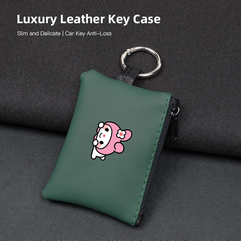 سانريو Mymelody حافظة مفاتيح السيارة محفظة جلدية المفاتيح سستة حقيبة التخزين اكسسوارات السيارات الداخلية نمط الرسوم المتحركة Kawaii