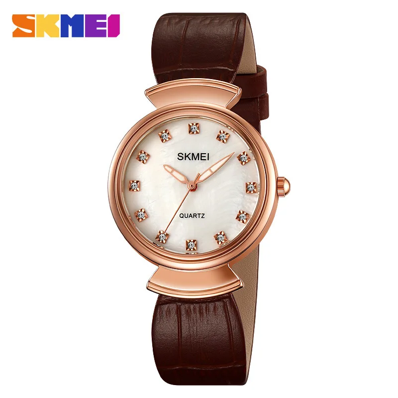 Skmei Classic Retro Women's Watch30Mi Waterproof Small Dial Women's Quartz Watch Diamond Leather Strap Watch