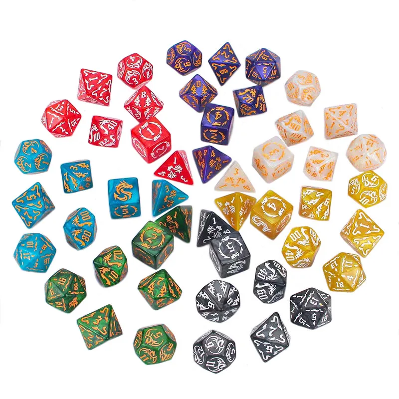 Polyhedral Dice for Role Playing Board Game, Digital Pattern, Acrylic, DND, RPG, Party, Club, 7Pcs Set