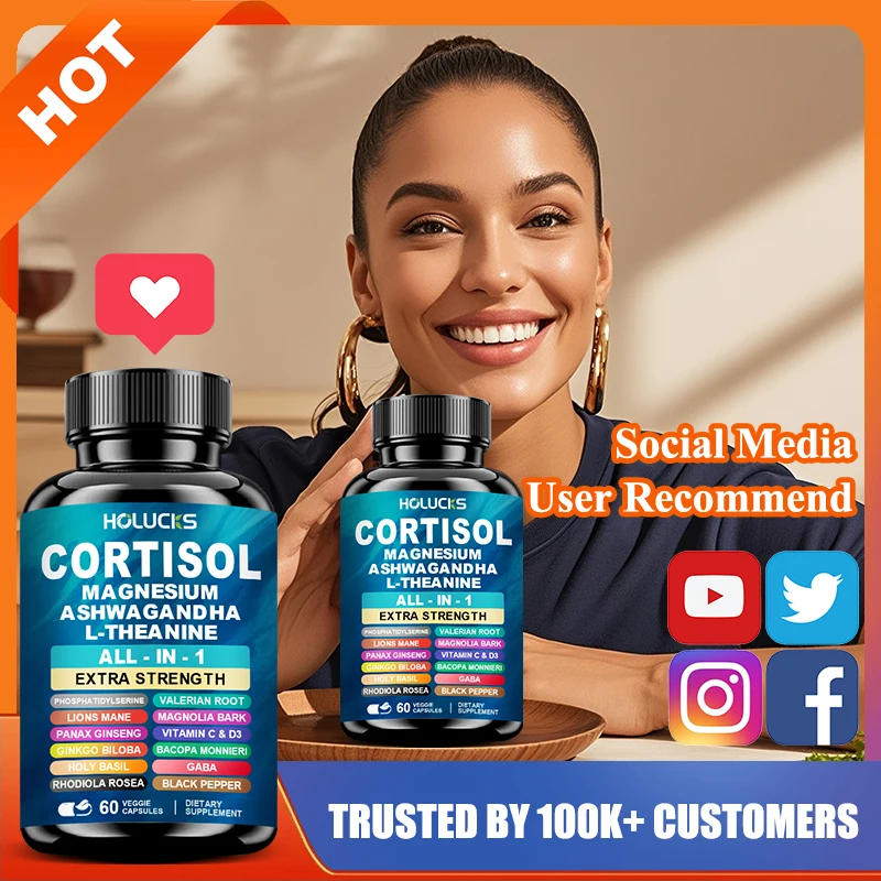 Advanced Cortisol Supplement, with Vitamin D3, for Stress Management & Mood, Anxiety Relief & Sleep Quality, Overall Wellbeing