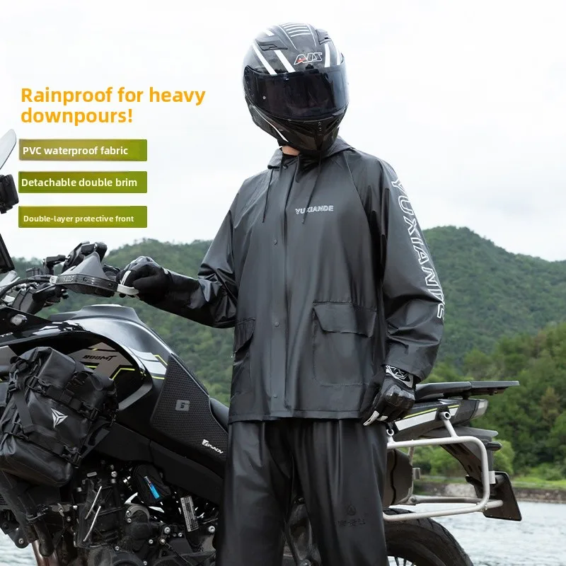 

Thickened Separate Style Unisex Vehicle Raincoat And Pants Set for Riding in Heavy Rain Spring Dihuan Top Brand