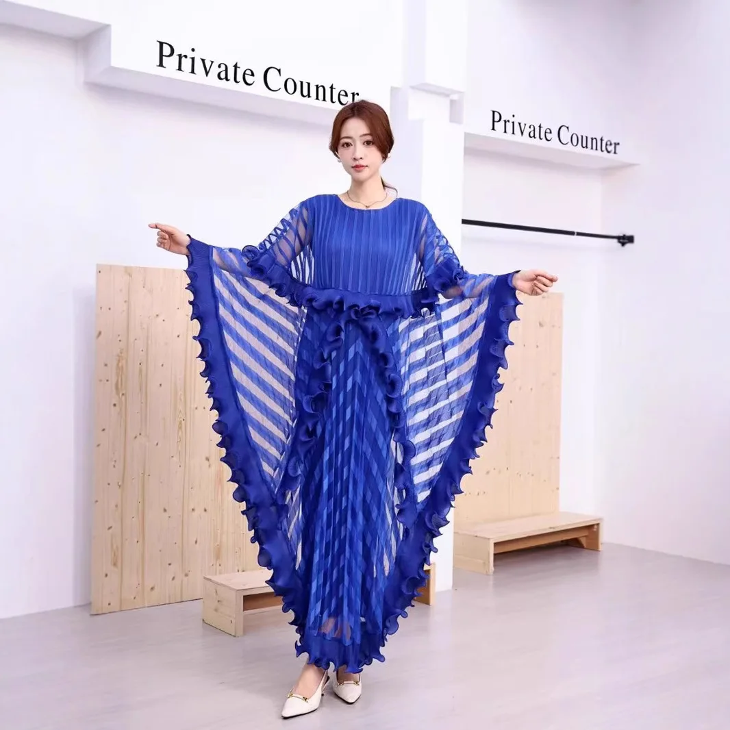 

Hot-selling new mesh striped vest skirt pleated temperament dress 2025 spring and autumn new thin women's clothing