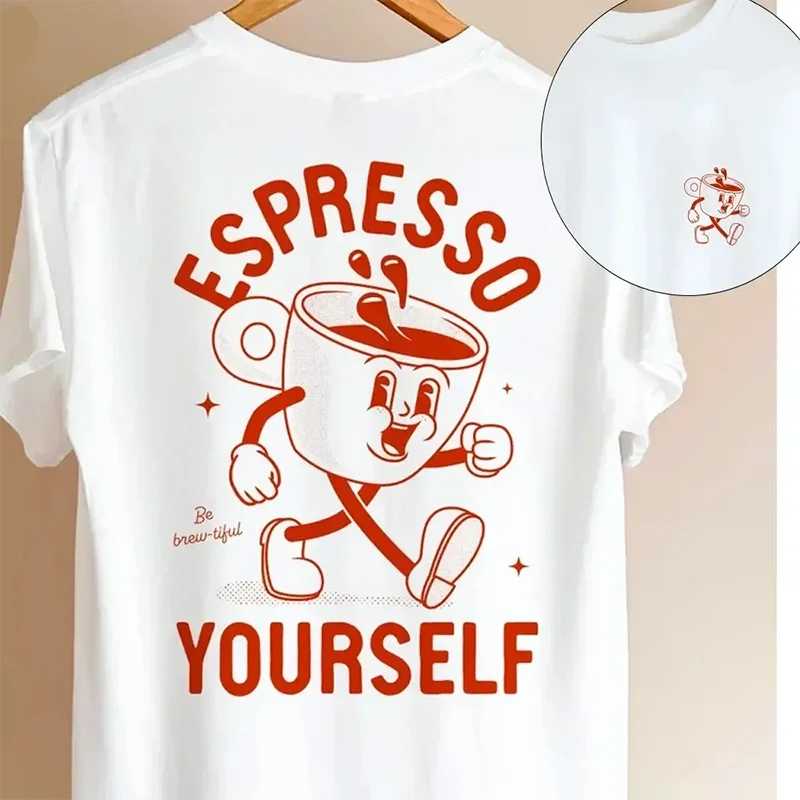Breakfast Club vintage Bohemian unisex vintage printed short-sleeved Y2K Bohemian breakfast restaurant pattern T-shirt