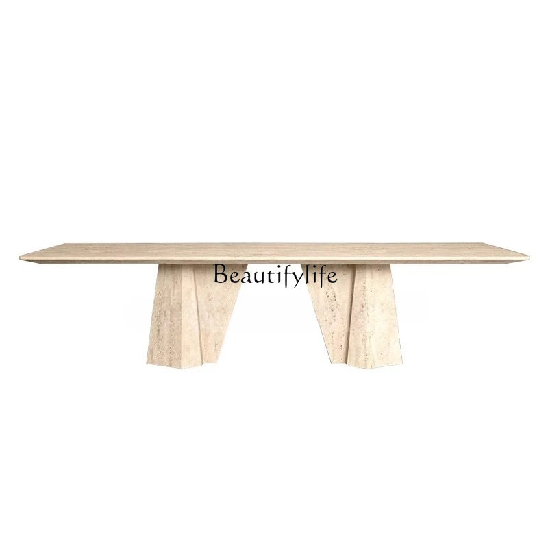

*French natural travertine oval dining table large dining table
