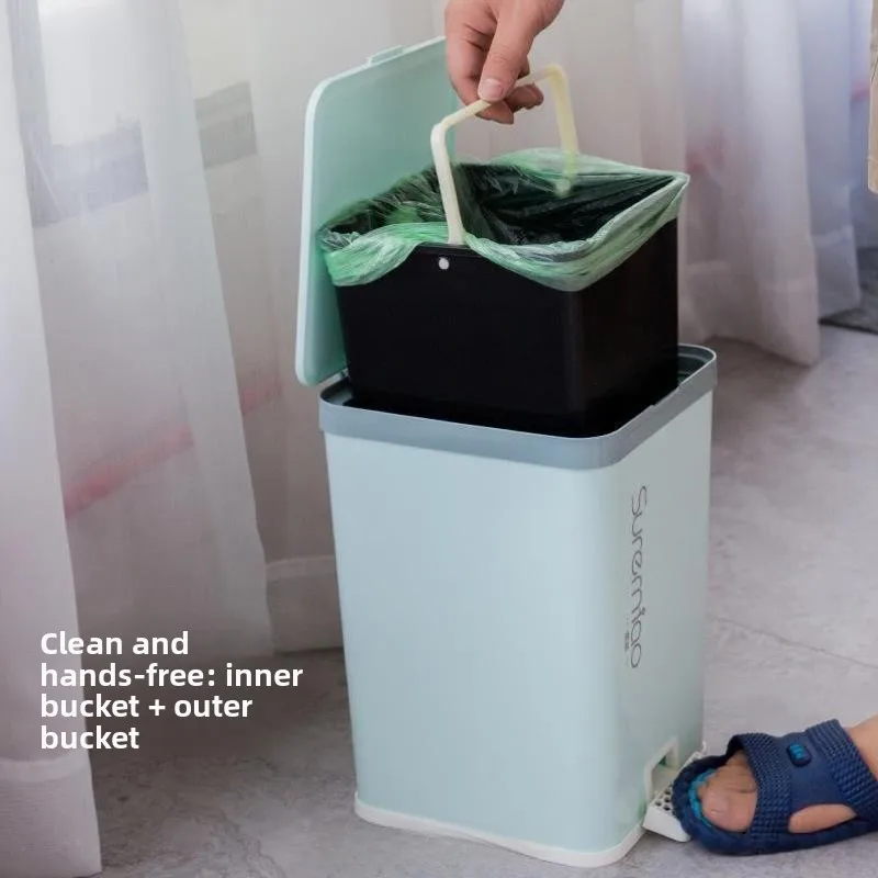 

Kitchen Plastic Tra Can Foot Pedal Cover Silent Office Batoom Home Storage Buet Easy Installation Waste Bin Garbage Can