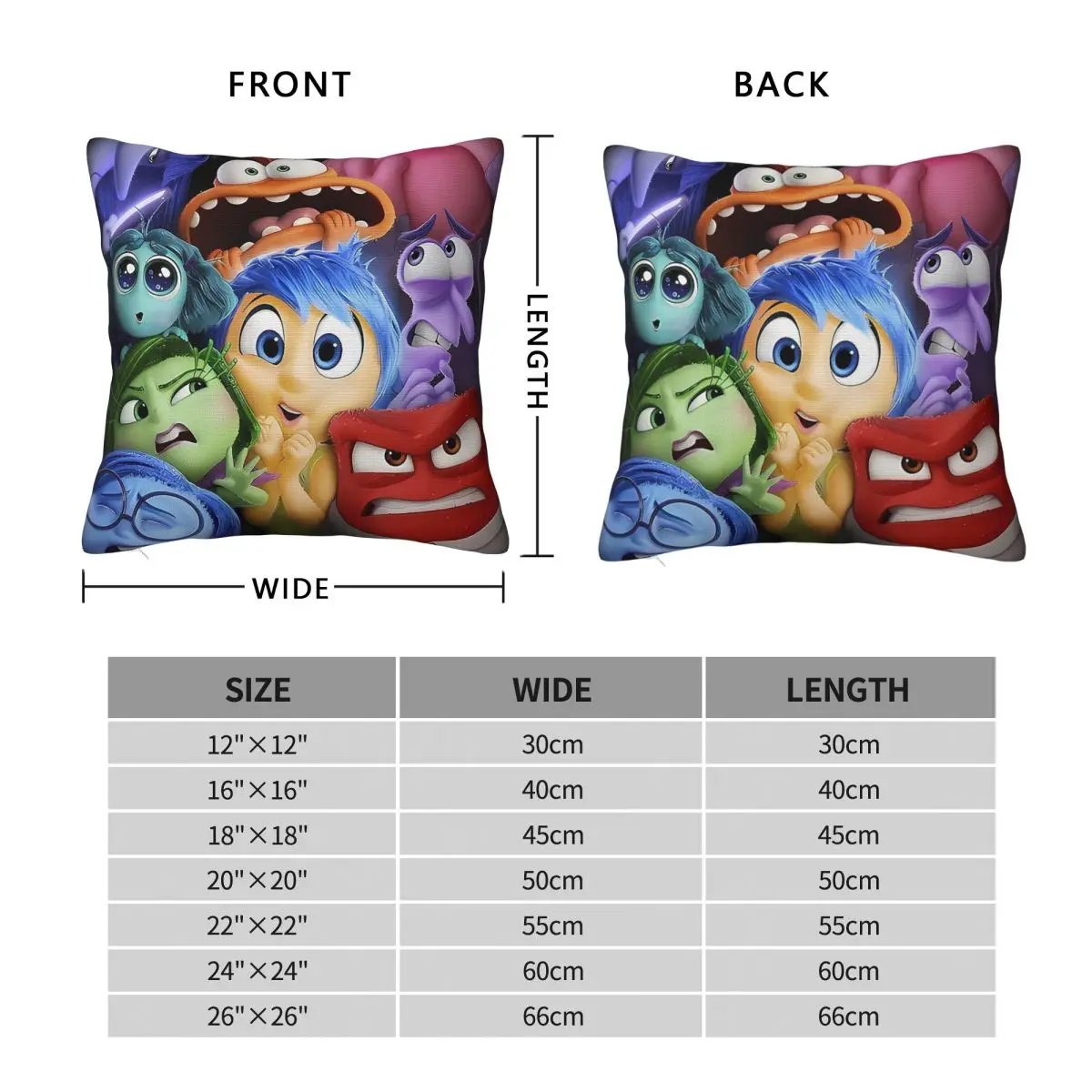 Inside Out 2 Squad Pillowcase Polyester Linen Velvet Pattern Zip Decorative Throw Pillow Case Home Cushion Cover