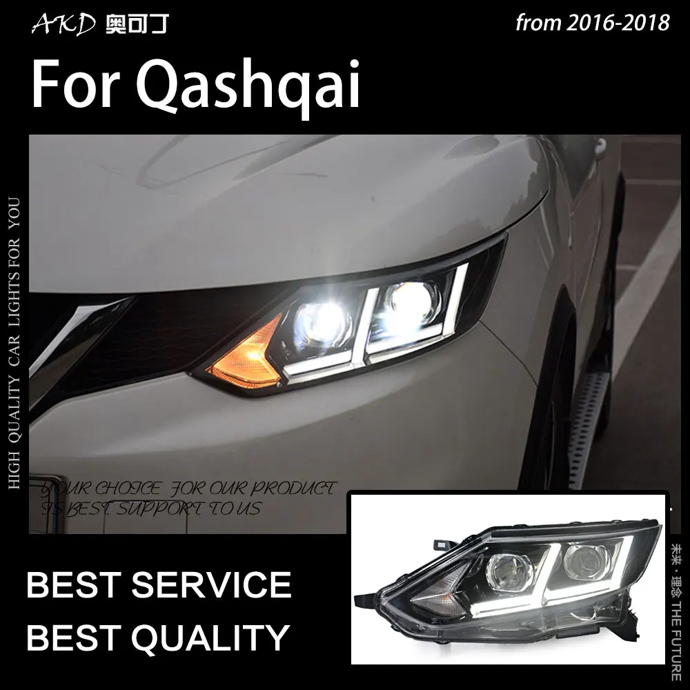 Car Styling Head Lamp for Qashqai Headlight 2016-2018 Dualis LED Headlight DRL Bi Xenon Projector Lens auto accessorie