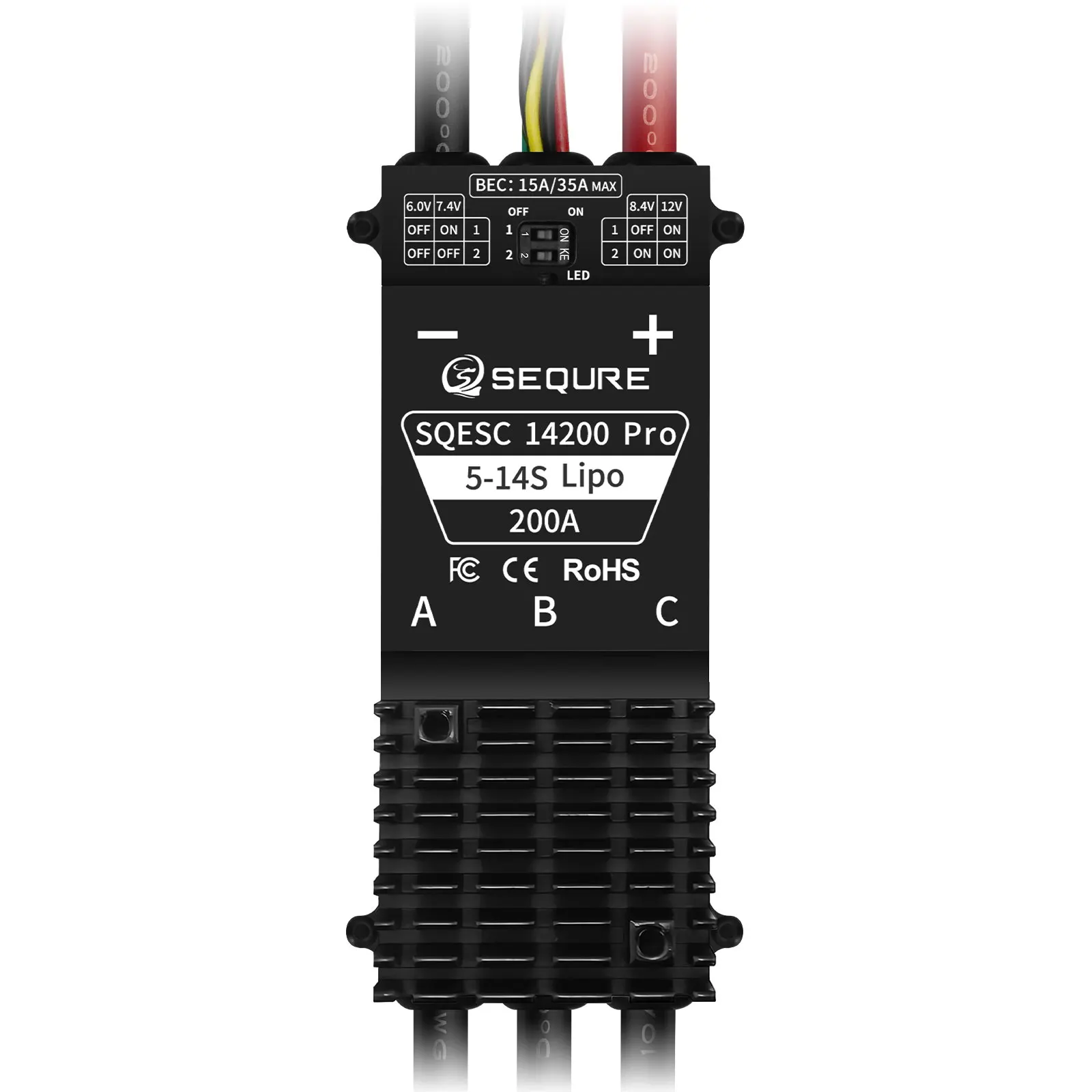 SEQURE 14200 Pro 5-14S Brushless ESC With BEC From 6V,7.4V,8.4V,12V For Multi Rotor Drones, Off-road Model Vehicles, Model Ships