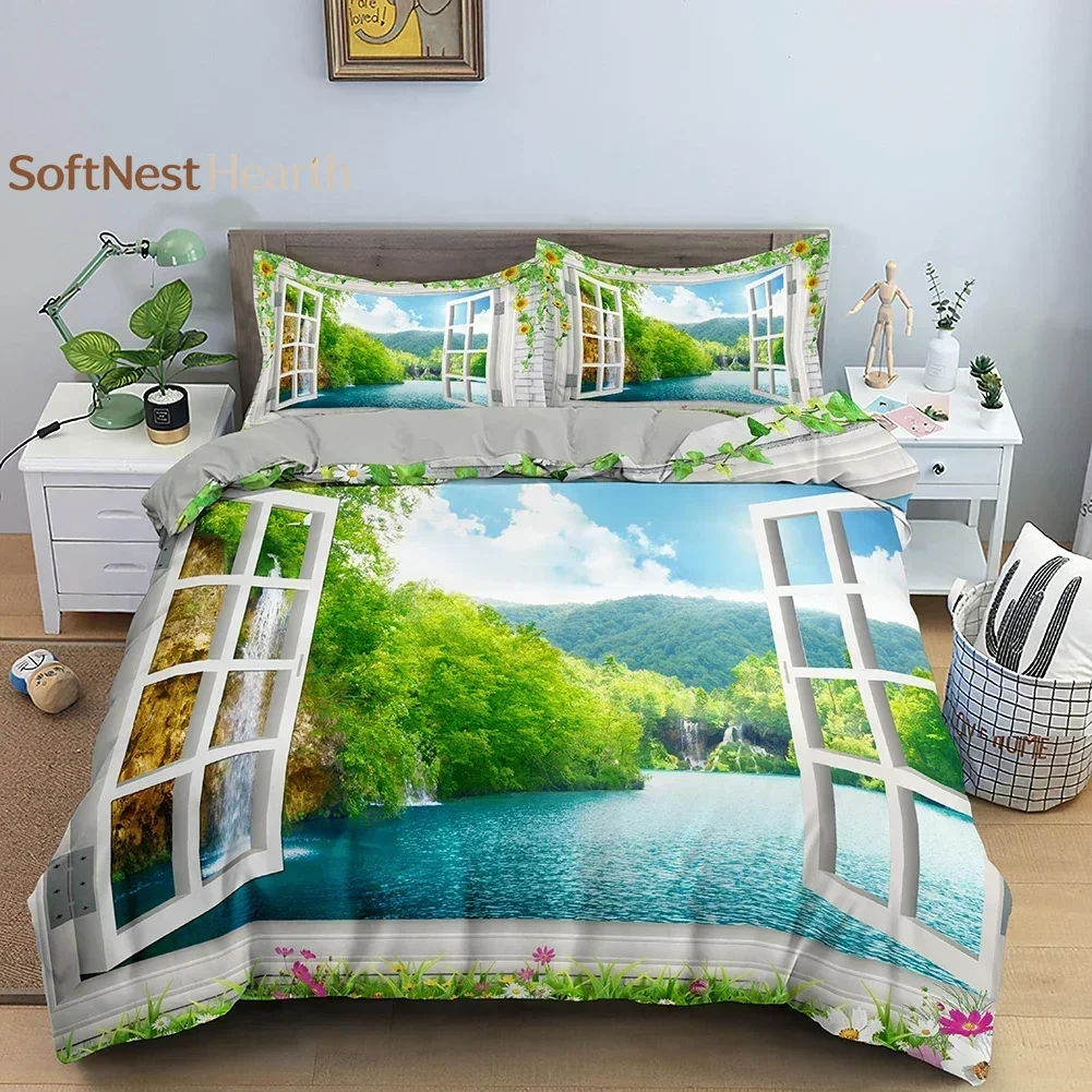 2026 Seaside Landscape Bedding Set Oil Artistic Duvet Cover With Pillowcase Adults Kids Queen King ​Sizes Creative Quilt Cover 2