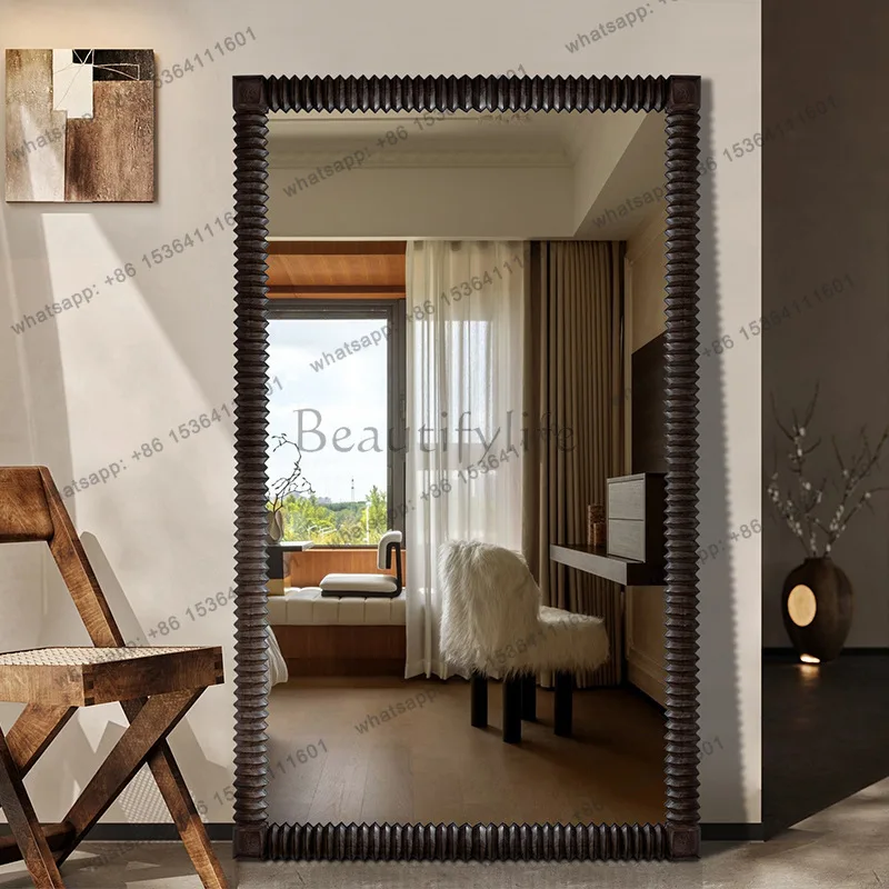 French retro full-body mirror household light luxury clothing store cloakroom rectangular floor-to-ceiling fitting mirror