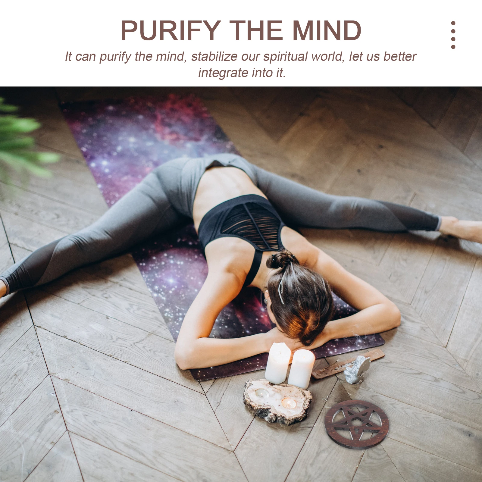 Placa de Altar Pentagrama de Madeira Ideal para Yoga, Mindfulness, Purificação, Centro Espiritual, Decoração de Adoração em Casa, Decorações de Altar