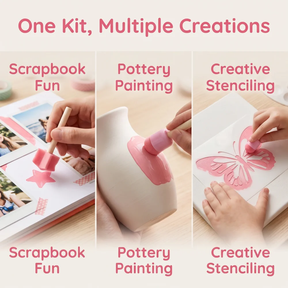 22Pcs Pink Sponge Stamp Brushe - Art And Craft Studio 评论和价格