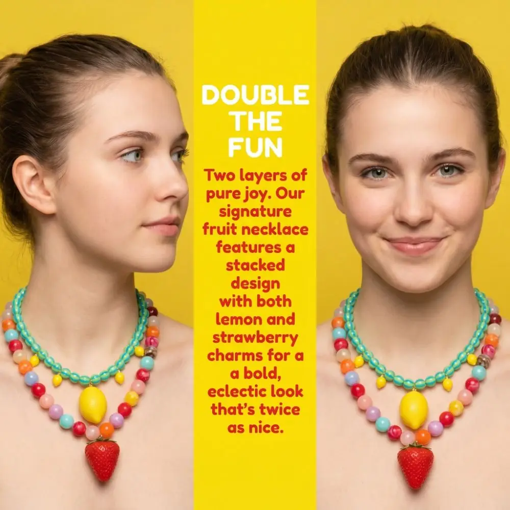 Fashion Layered Beads Fruit Necklace Colorful Beads Stackable Bohemian Collarbone Chain Lemons Beaded Clavicle Chain Women