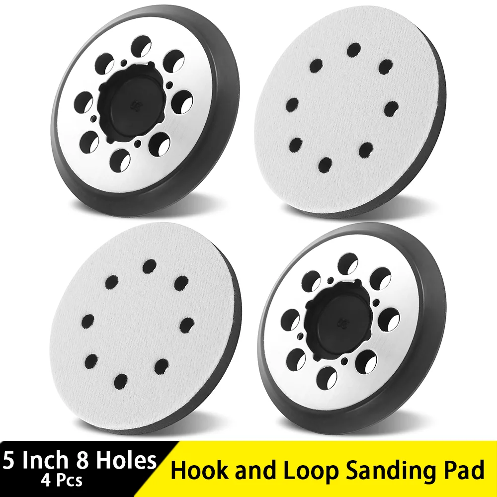 

5 Inch Hook and Loop Sanding Pad 8 Holes 125mm by 4 Screw Hole with Foam Buffing Pads for Polishing and Sanding